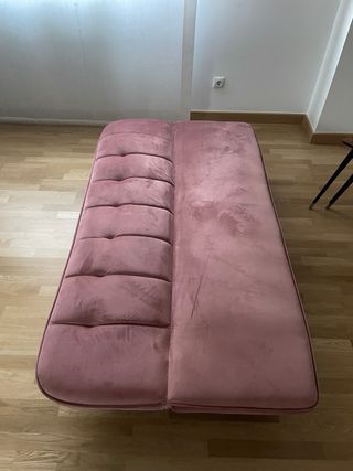 Sofá Cama 3 Plazas Terciopelo Rosa