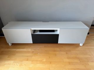 Mueble TV Ikea Blanco con Cristal