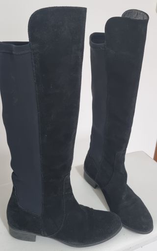 Bota negra mitad imitación anbuk mitad tela