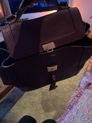 Bolso Chloe Piel Burdeos Cierre Dorado