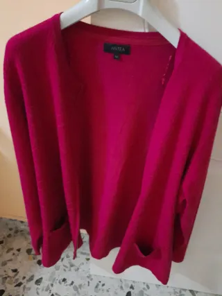 Chaqueta de punto roja con cremallera