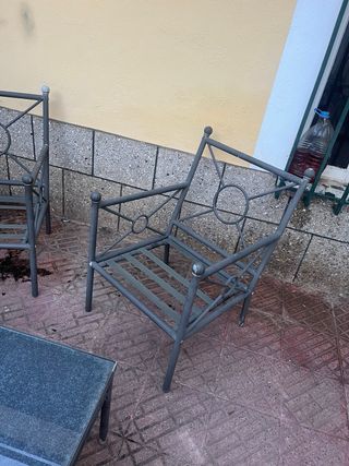 Conjunto jardín terraza exterior hierro