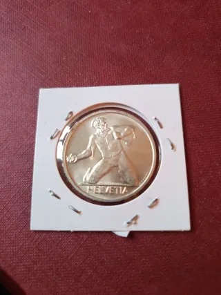 5 Francos Suizos Plata 1944 batalla de san Jacob