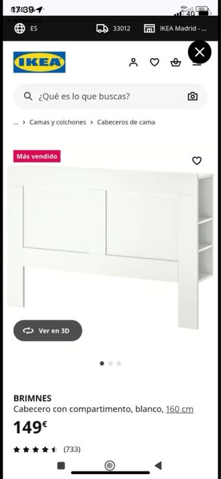 Cama IKEA BRIMNES 160x200 con cajones + somier LUR