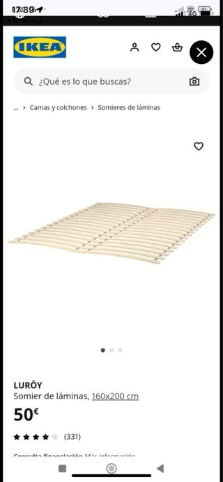 Cama IKEA BRIMNES 160x200 con cajones + somier LUR
