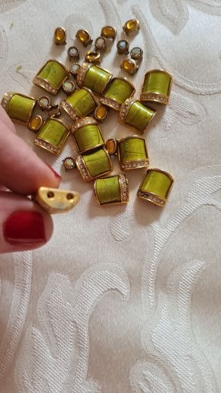 Lotto perline vintage verde lime oro