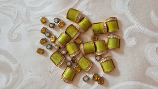 Lotto perline vintage verde lime oro