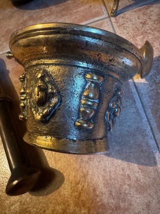 Lotti in bronzo: mortaio e teiere! Almirez in bronzo