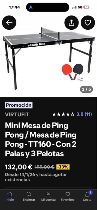Mesa de Ping Pong Virtufit TT160