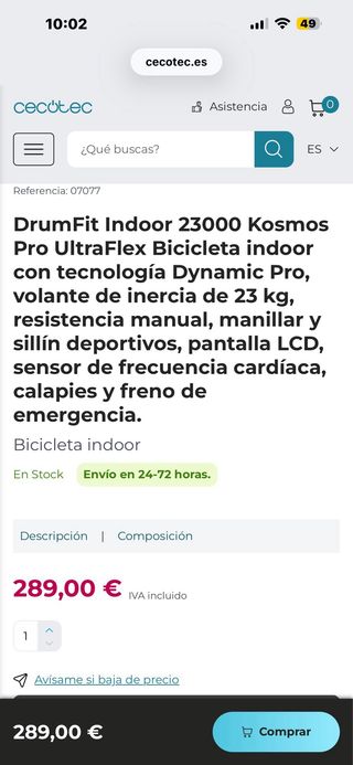 Bicicleta Estática DrumFit Indoor 23000