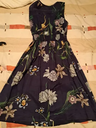 Vestido flores azul Talla 40 El Corte Inglés