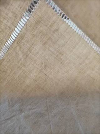 Sábana antigua lino vainica cruzada beige 228x285