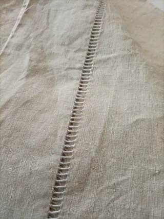Sábana antigua lino vainica cruzada beige 228x285