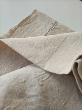 Sábana antigua lino vainica cruzada beige 228x285