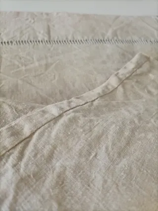 Sábana antigua lino vainica cruzada beige 228x285