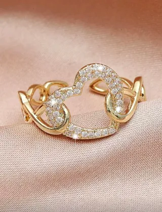 Anillo Corazón Brillante Ajustable