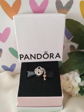 Pandora Charm Corazón Mickey & Minnie Llave Rosa