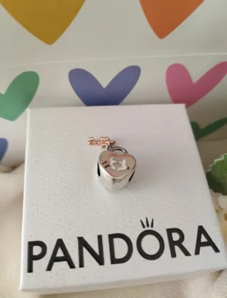 Pandora Charm Corazón Mickey & Minnie Llave Rosa