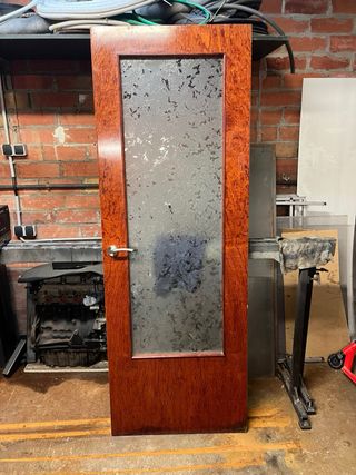 Puerta madera con cristal 72x202