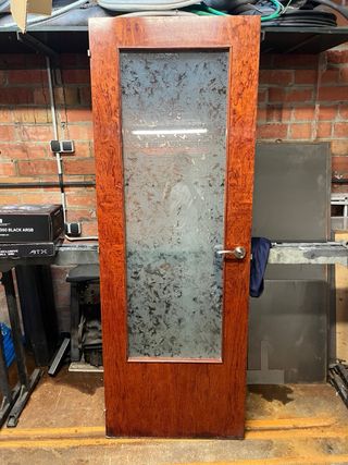Puerta madera con cristal 72x202