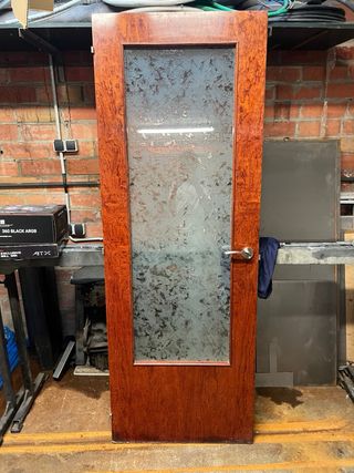 Puerta madera con cristal 72x202