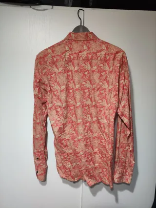 Camisa Peter Cook Estampada Naranja y Beige