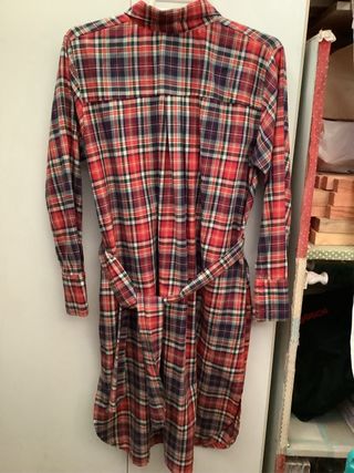 Vestido cuadros con cinturón de tela