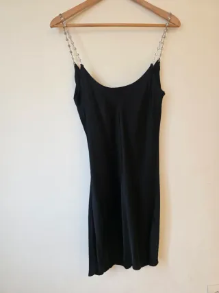 Vestido lencero Zara negro con etiqueta