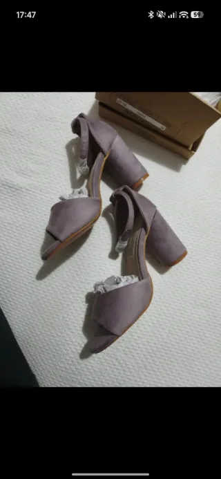 Sandalias malva tacón ancho talla 36