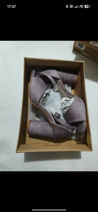 Sandalias malva tacón ancho talla 36