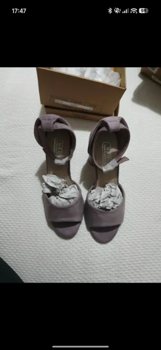 Sandalias malva tacón ancho talla 36