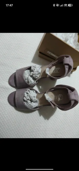 Sandalias malva tacón ancho talla 36