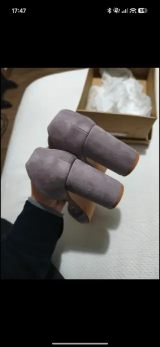 Sandalias malva tacón ancho talla 36