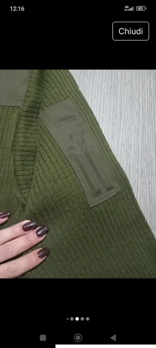 Pullover Militare Verde Scollo a V