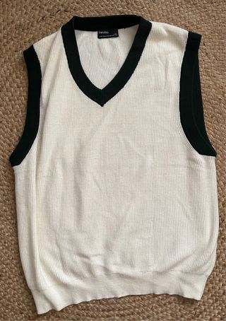 Chaleco punto Bershka blanco y verde Talla M