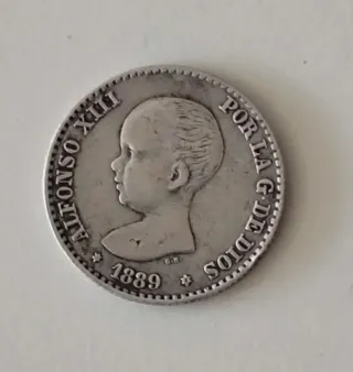 Moneda Plata 50 Céntimos Alfonso XIII 1889