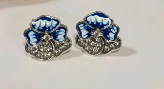 Pandora pendientes Flor Azul y Plata