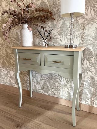 Consola recibidor restaurada madera y metal