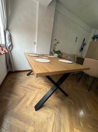 Mesa Comedor Madera y Metal Negra