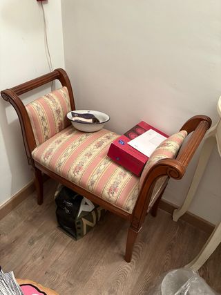 Banqueta dormitorio tela y madera
