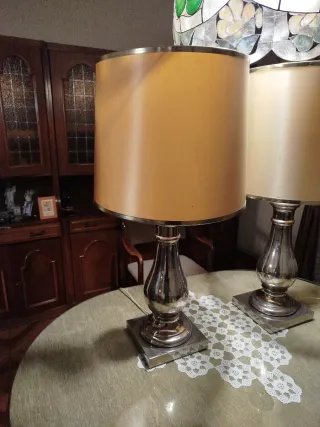 Juego 2 Lámparas Cristal y Metal