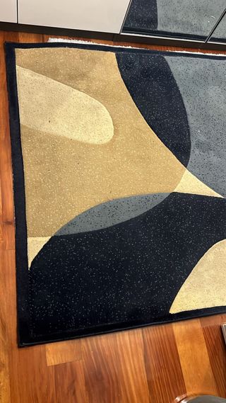 Alfombra moderna abstracta beige y azul