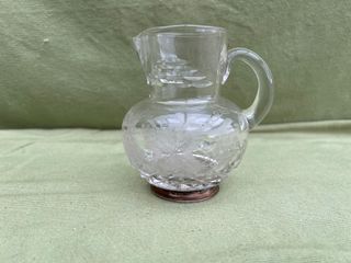 Jarra antigua cristal tallado y plata ley (11cm)