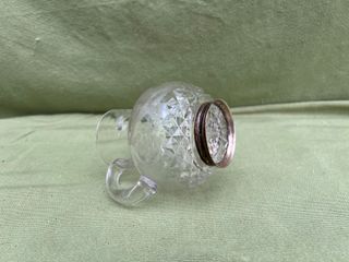 Jarra antigua cristal tallado y plata ley (11cm)