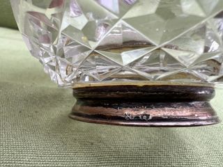 Jarra antigua cristal tallado y plata ley (11cm)