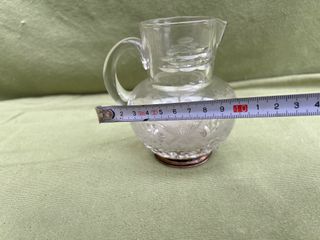 Jarra antigua cristal tallado y plata ley (11cm)