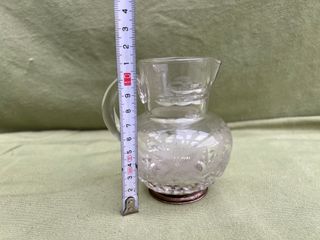 Jarra antigua cristal tallado y plata ley (11cm)
