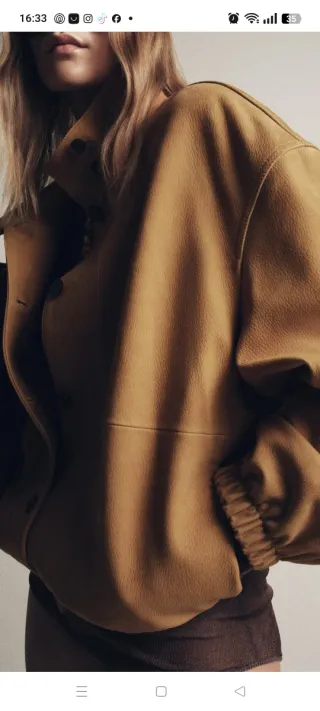 Bomber Zara Piel Edición Limitada Marrón