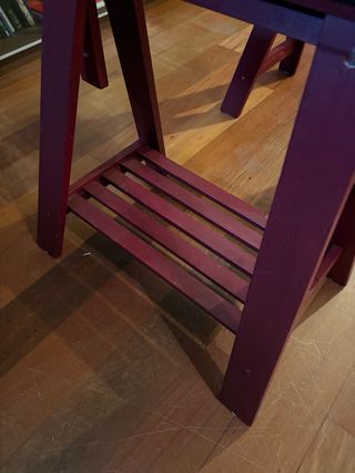 Mesa escritorio cristal y madera roja