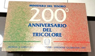10000 Lire Argento Italia Anniversario Tricolore